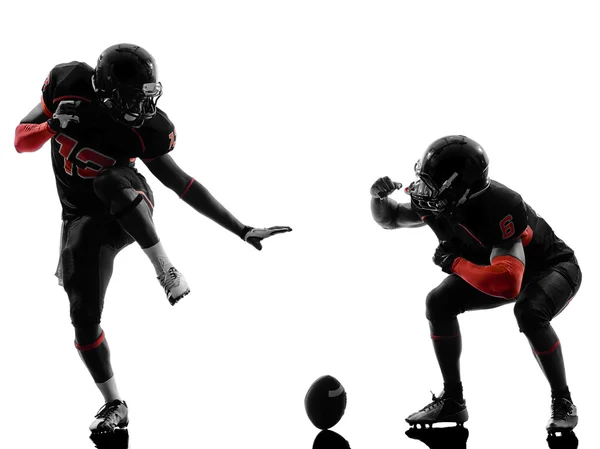 Due giocatori di football americano celebrazione touchdown — Foto Stock