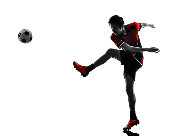 Asian soccer player young man silhouette — Stock Photo, Image