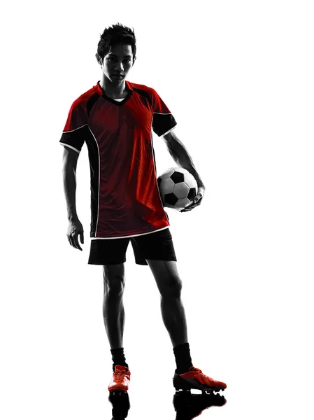 Asian soccer player young man silhouette — Stock Photo, Image