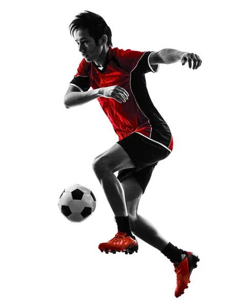 Asian soccer player young man silhouette — Stock Photo, Image