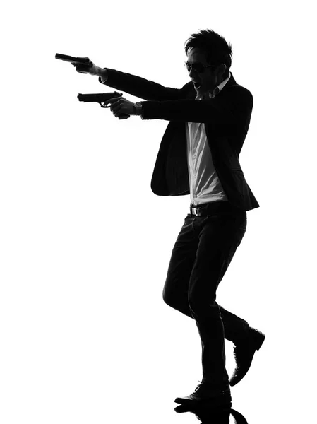 Asiatico pistolero killer silhouette — Foto Stock