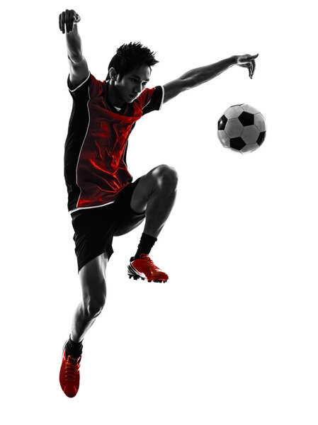 asian soccer player young man silhouette