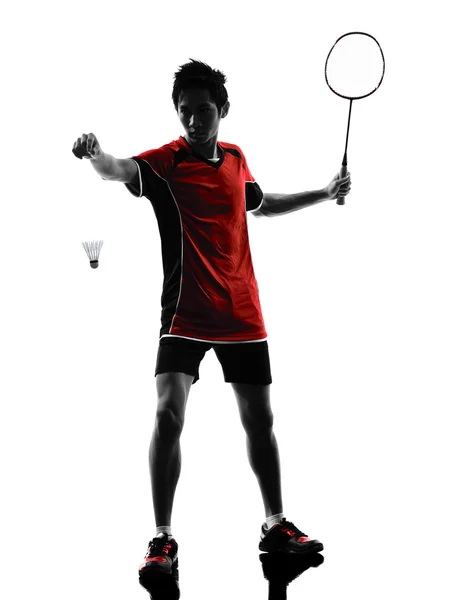 Badmintonspieler junge Mann Silhouette — Stockfoto