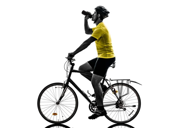 Mann Fahrrad Mountainbike trinken Silhouette — Stockfoto