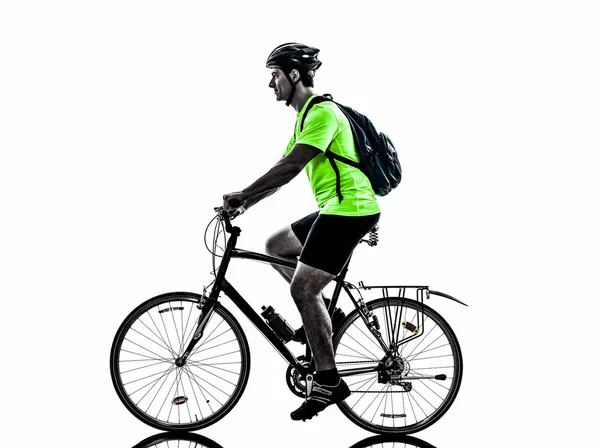 Man bicycling  mountain bike silhouette — Stock Photo, Image