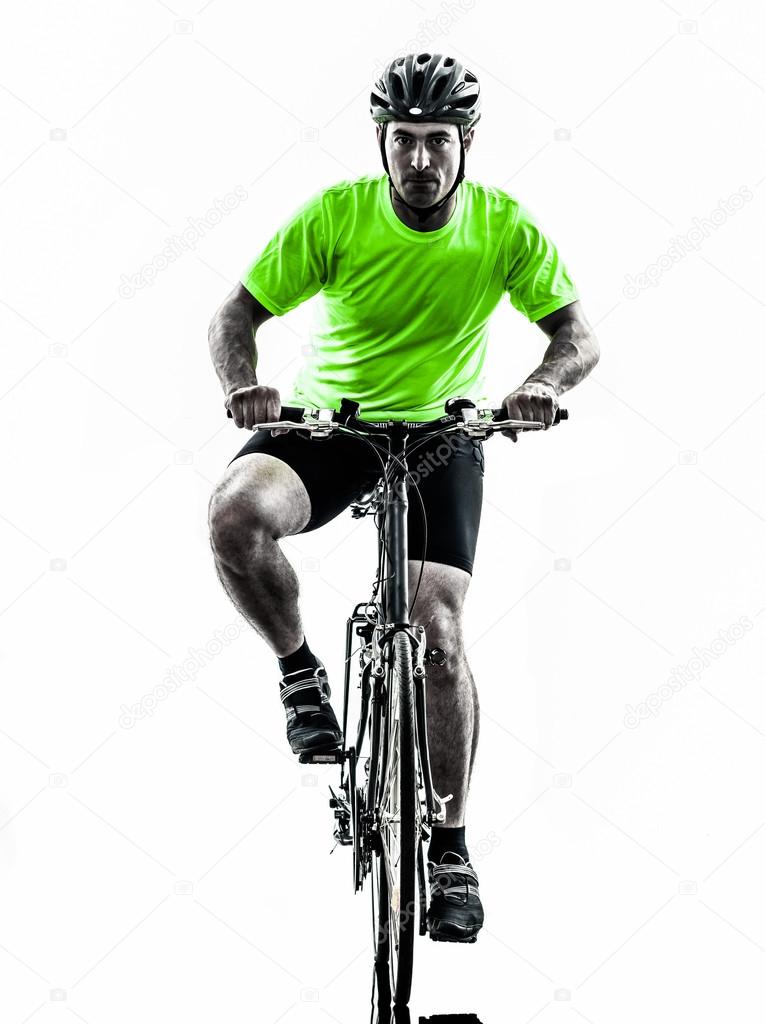 man bicycling  mountain bike silhouette