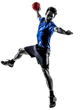 young man exercising handball player silhouette clipart