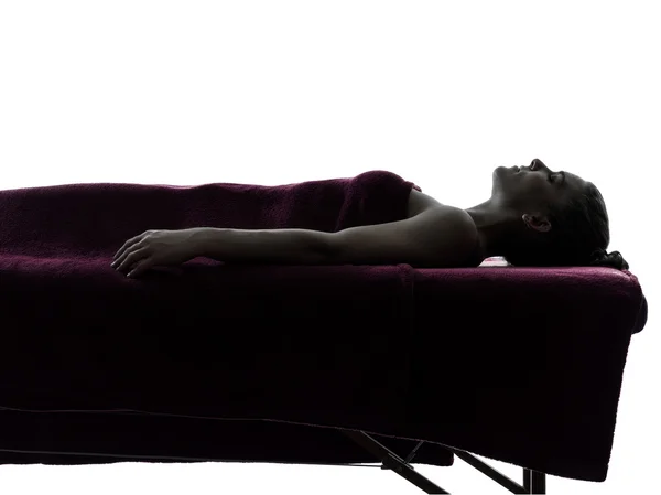 Vrouw massage therapie silhouet — Stockfoto