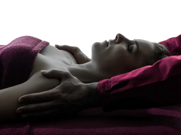Schouder massage therapie silhouet — Stockfoto