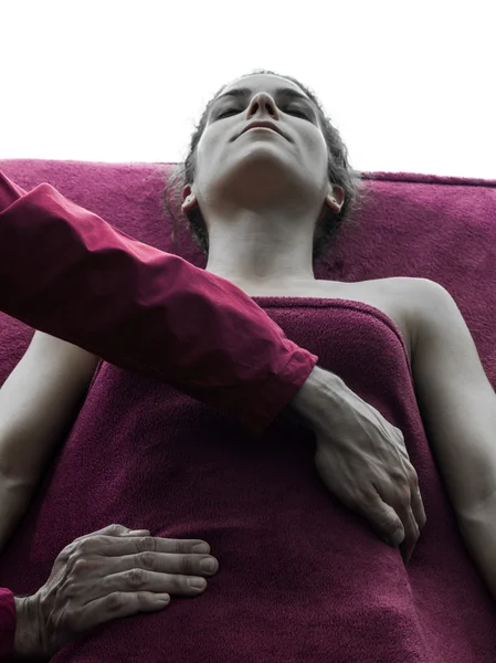 Buik massage therapie silhouet — Stockfoto