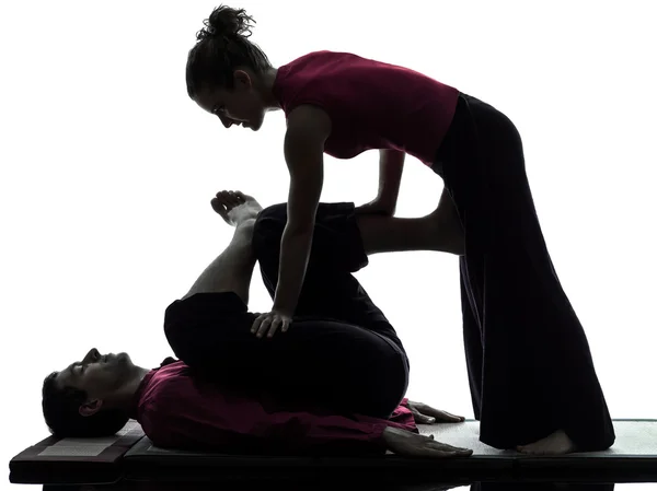 Voeten benen Thaise massage silhouet — Stockfoto