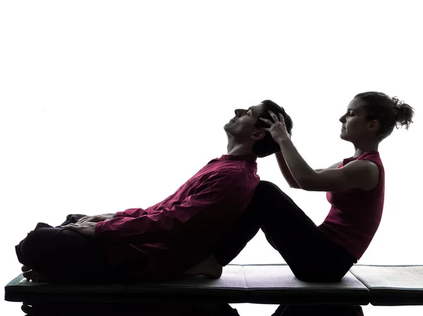 Thai head massage silhouette — Stock Photo, Image