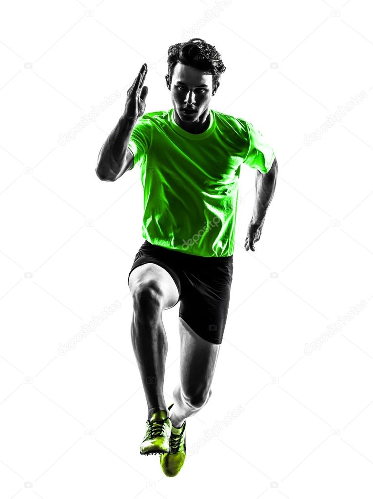 young man sprinter runner running silhouette