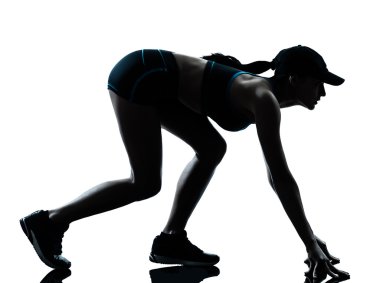 kadın atlet jogger başlangıç blok siluet