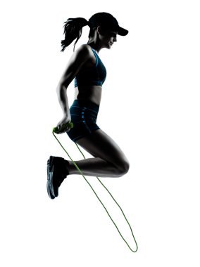 kadın atlet jogger atlama ipi siluet
