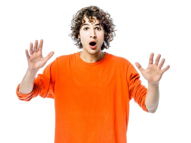 genç adam el sürpriz portre