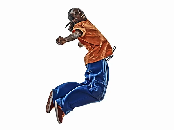 Hip-Hop-Akrobatik Breakdance junger Mann springt in die Luft — Stockfoto