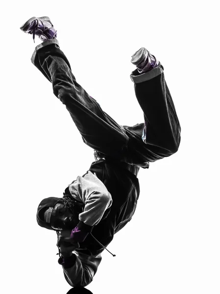 Χιπ χοπ ακροβατικές διάλειμμα χορεύτρια breakdancing νεαρός άνδρας handstand — Φωτογραφία Αρχείου