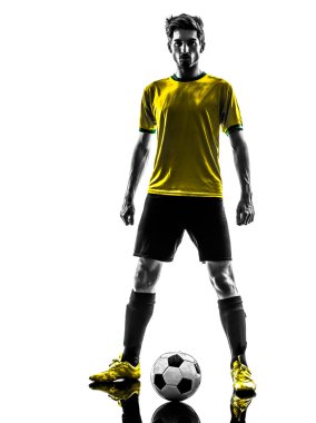 Brezilya futbol Futbol oyuncu genç adam ayakta defiance sil