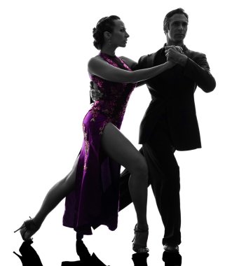 couple man woman ballroom dancers tangoing  silhouette clipart
