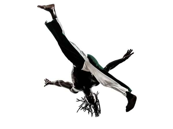 Schwarzer Mann Tänzer tanzt Capoeira Silhouette — Stockfoto