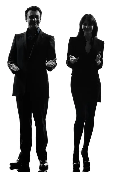 Business  couple woman man silhouette — Stock Photo, Image