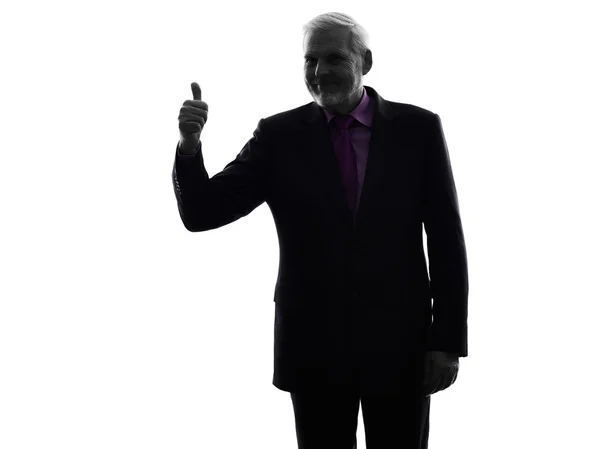 Senior business man Thumb Up silhouette — Stock Photo, Image