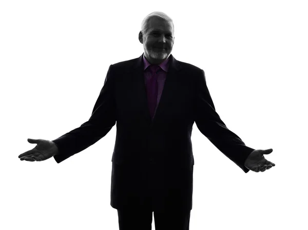 Senior business man welcoming silhouette — Stock Photo, Image