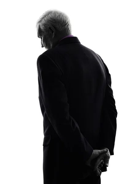 Homem de negócios sênior triste vista traseira silhueta — Fotografia de Stock