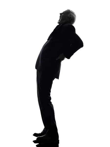 Senior business man backache pain silhouette — Stock Photo, Image