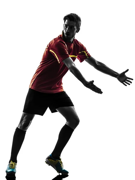 Een man voetbal speler klagende silhouet — Stockfoto