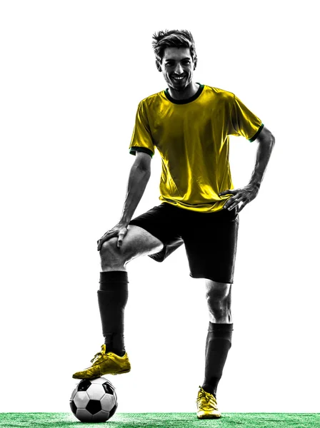Futebolista brasileiro jovem silhueta — Fotografia de Stock