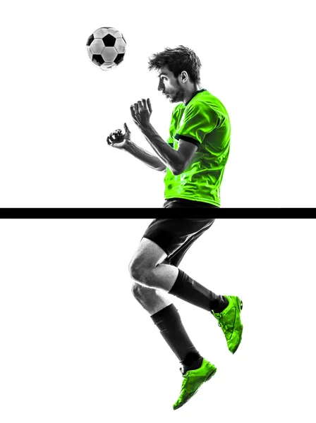 Futbolista joven dirigiéndose silueta —  Fotos de Stock