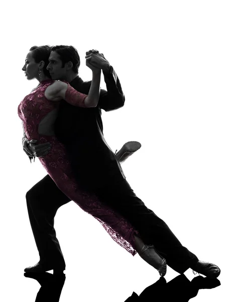 Pareja hombre mujer salón bailarines tango silueta —  Fotos de Stock