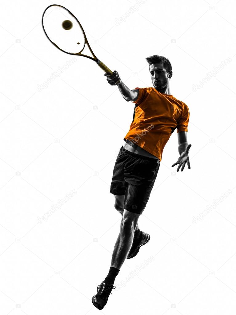 man tennis player silhouette