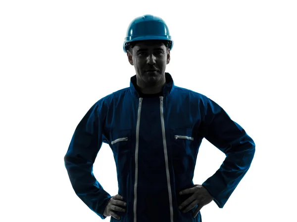 Man construction worker smiling friendly silhouette portrait — Stock Photo, Image