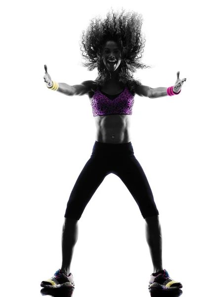 Vrouw zumba danser dansen oefeningen silhouet — Stockfoto