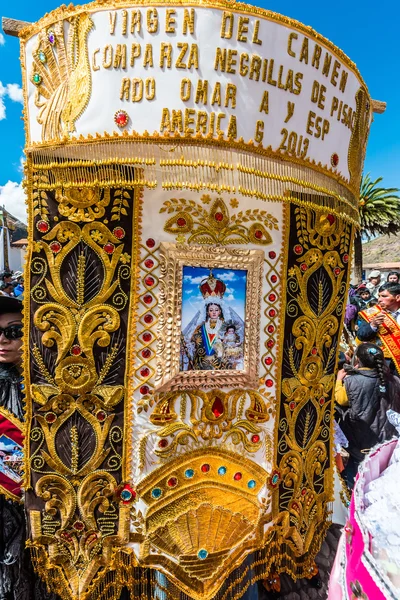 Virgen del Carmen ขบวนพาเหรด Peruvian Andes Pisac เปรู — ภาพถ่ายสต็อก