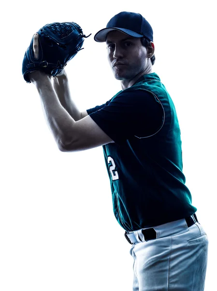 Man baseball player silhouette isolated — Stock Photo, Image