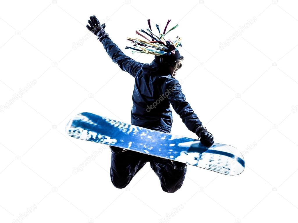 young snowboarder man silhouette