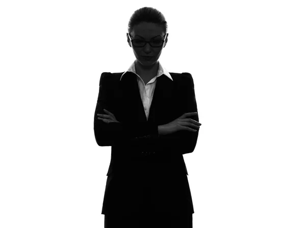 Business woman arms crossed portrait  silhouette — Stock Photo, Image