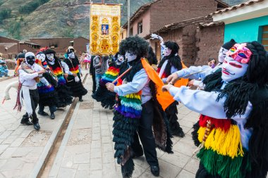 Virgen del Carmen geçit Peru Andes Pisac Peru