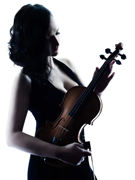 Violinista mujer slihouette aislado —  Fotos de Stock