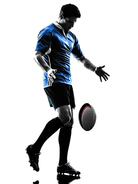 Rugby man speler silhouet — Stockfoto