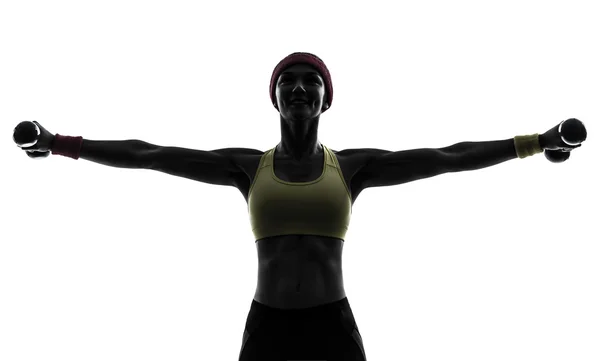 女性フィットネス トレーニング体重トレーニング シルエットを行使 — ストック写真