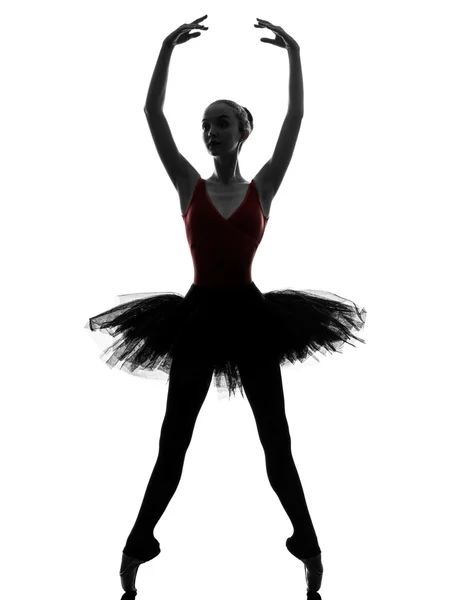 Young woman ballerina ballet dancer dancing silhouette — Stock Photo, Image