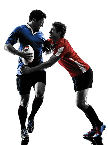 Rugby mannen spelers silhouet — Stockfoto