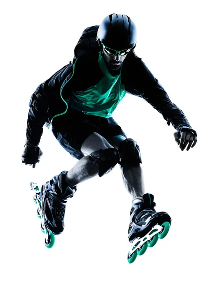 Чоловік Роликові скейтери Вбудовані Роликові пояси силует — стокове фото