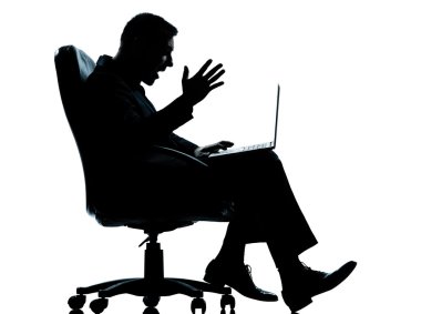 bir iş adam bilgisayar bilgi işlem koltuk silhouet oturan