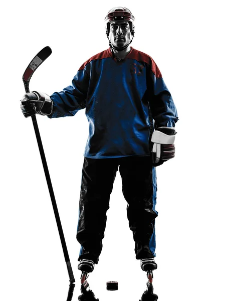 Hockey man spelare siluett — Stockfoto